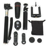 Akıllı Telefon Fotoğrafçılığı için 8X Telefoto Balıkgöz Lens bluetooth Selfie Deklanşör Sopa Mini Tripod Set Kit