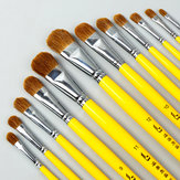 BGLN 6Pcs Weasel Hair Round Head Paint Brush Set  Even/Odd Number Gouache Oil Painting Solid Wood Yellow Handle Paint Brushes Watercolor Pens School Students Art Supplies