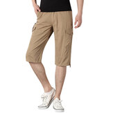 Men's Casual Knee Length Shorts Summer Loose Outdoor Cotton Short Pants