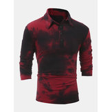 С длинным рукавом с принтом Wine Red Casual Тонкий Рубашка С длинным рукавом T-Рубашка Для мужчин