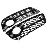 Pair Front Bumper Fog Light Lamp Grille Grill Cover Honeycomb Hex Black For Audi A5 2008-2011