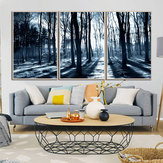 Miico Hand Painted Three Combination Decorative Paintings Woods Under The Moonlight Wall Art For Home Decoration 