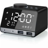 Bakeey K11ワイヤレスBluetooth 4.2低音スピーカーFMラジオミラーLEDデュアルアラーム時計USB充電器