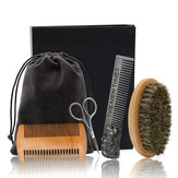 6 pçs / set barba grooming & aparar kit Escova pente tesoura estilo cuidados bigode