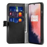 For OnePlus 7T Case Bakeey Flip with Stand Card Slots PU Leather Full Cover Shockproof Soft Protective Case