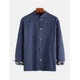 Mens Chinese Style Loose Casual Long Sleeve Shirts