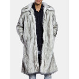 Mens Winter Warm Faux Fur Coat Down down Collar Mid-long Casual Jacket