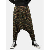 Men's Camouflage Casual Harem Pants Slacks Jogger Dance Sport Crotch Trousers