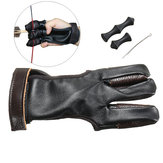 1Pcs Archery Finger Protect Glove 3 Finger Pull Bow Leather Shooting Glove  for Archery Hunting Shooting