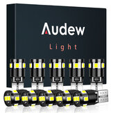 Luzes de marcador lateral LED Audew T10 W5W para carro 2835 SMD Luzes de estacionamento e lâmpadas internas sem erro Canbus 2.7W 4882K Xenon branco 10 unidades
