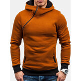 Herren Casual Modish gekippt Reißverschluss Patchwork Tasten Pocket Design mit Kapuze Langarm-Sweatshirt