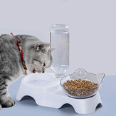 3 Types Oblique Cat Food Bowls Protecting Cervical Vertebra With Water Store Bottle Multi-function Pet Bowl 1/2 Bowls Set