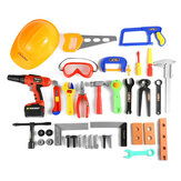 Caixa de ferramentas infantil com simulador de broca elétrica, chave de fenda, conjunto de ferramentas de brinquedo para meninos, artesanato DIY, ferramenta de mão de engenheiro