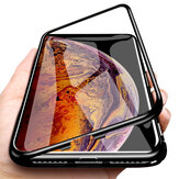 Coque de protection en verre trempé magnétique Bakeey Plating Metal pour iPhone XS MAX XR X pour iPhone 7 6 6S 8 Plus SE 2020 à l'arrière