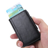 RFID X-37 Porte-cartes de visite portable anti-dégazage avec boîte de rangement en cuir pour cartes d'identité et de crédit