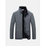 Mens Casual Winter Outdoor Fleece Thick Zipper Stand Collar Warm Jacket