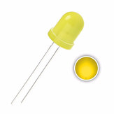 50 unidades de LED diodo redondo con orificio pasante difuso de 10 mm de diámetro, color amarillo translúcido mate, con voltage de 2V y corriente de 20mA.
