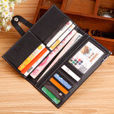 Men Fashion Faux Leather Long Button Card Card Holder Wallet
