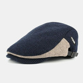 Men's Woolen Contrast Knit Cap Casual Hat Beret Hat