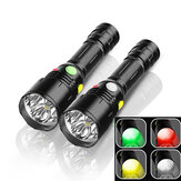 BIKIGHT 4Colors Light 9Modes LED Flashlight Railway Signal Lamp Flashlight Outdoor Multifunctional Waterproof 18650/AAA Flashlight with Tail Magnet