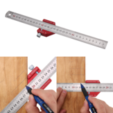 Régua de posicionamento e medição ajustável de 45/90 graus em sistema métrico e polegadas Drillpro CX300-2, régua de marcação de 300 mm, ferramenta para marcenaria