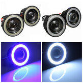 2PCS 3 дюймов Проектор LED Противотуманные фары Angel Eyes с синим / белым кольцом ореола DRL Лампа 12 В для Авто мотоцикл