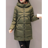 Casual Women Long Sleeve Pure Color Zipper Hooded Coat With Pockets
