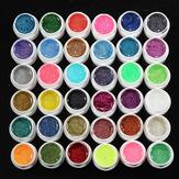 36 Töpfe Glitter Pulver UV Builder Gel Nail Art Dekorset 