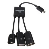 Dual Micro USB Hôte OTG Hub Adaptateur Câble pour Tablette