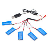 H107C-005 5x3,7V 500mAh akkumulátor 2–5 kábel USB töltőkábel