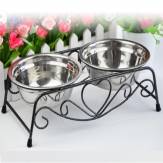 Double Stainless Steel Pet Cat Dog Puppy Water Food Feeder Dish Bowl