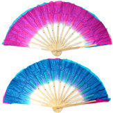 Двойной цвет Шелковый бамбук народных танцев вентилятор китайский ручной работы танец живота вентиляторы