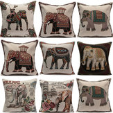 Taies d'oreiller jacquard vintage avec motif éléphant pour la décoration de la maison, du canapé et de la voiture