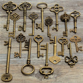 18 kusov antických, vintage vzhľadových kľúčov s srdcom, oblúkom a zámkom v štýle steampunku