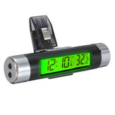 Termómetro digital con luz trasera para automóvil con clip para LCD, reloj y calendario