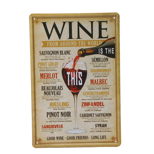 Metal Wall Drink Wine Sign Plaque