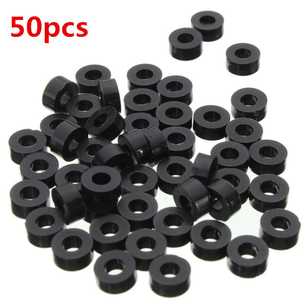 Suleve™ M3NW2 Flat Nylon Washer Black Round Spacer Waser OD 8mm for M3 Screws 50pcs