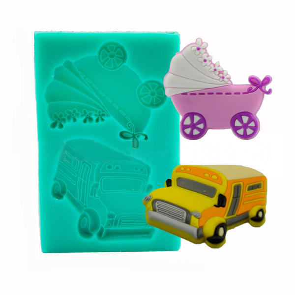 Baby Carriage Trolley Car School Bus Voertuig Silicone Wedding Cake Mould Decorating Mould