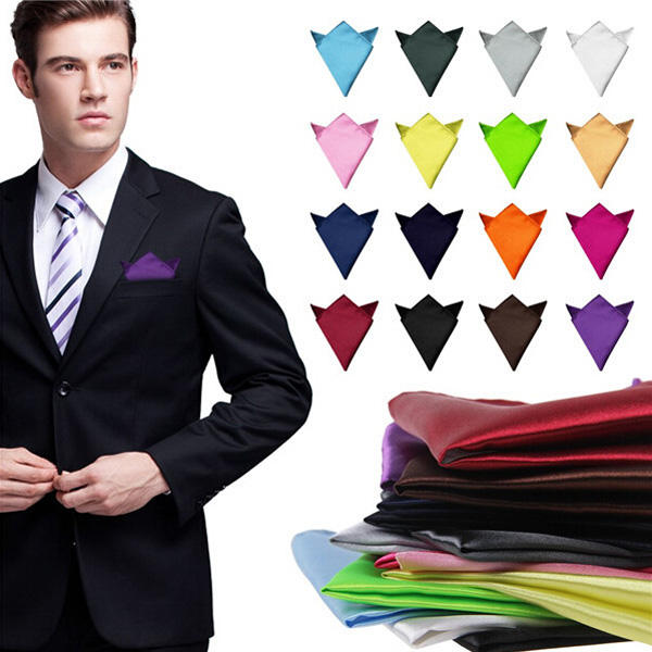 Men's Satin Silk Pocket Square Hankie Hankerchief Wedding Formal Suit Blazer 