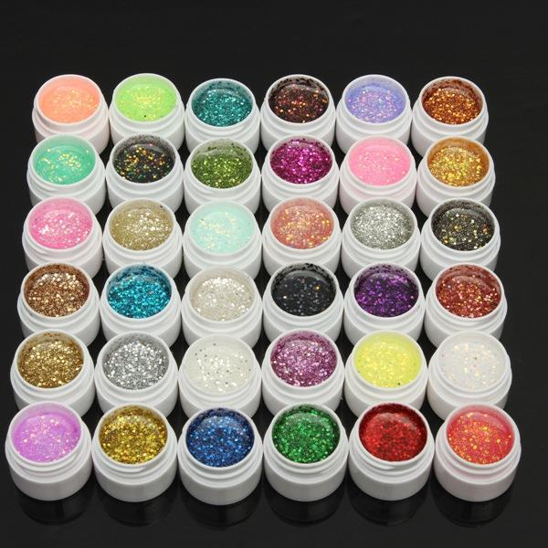 1 Pot 36 Colors Glitter UV Gel Builder Nail Art Polish