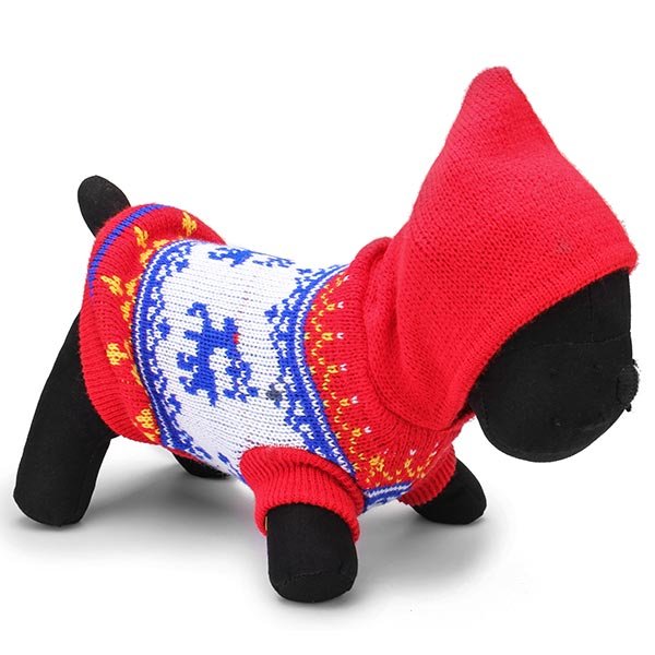 Deer Pet Dog Knitted Breathable Sweater Outwear Winter Blue Red