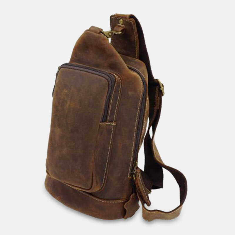 

Ekphero Men PU Leather Large Capacity Vintage Crossbody Bag Sling Bag Chest Bag