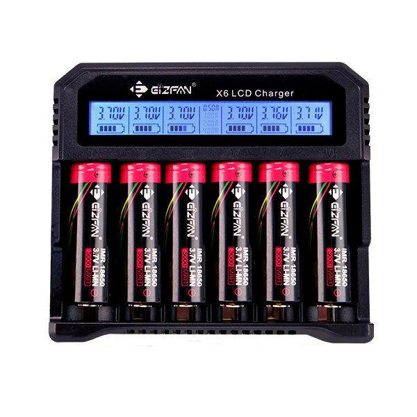 Eizfan 6 Slots Batterijoplader LED Scherm USB / EU / US Plug Kleine Li-ion Lader Voor 18650