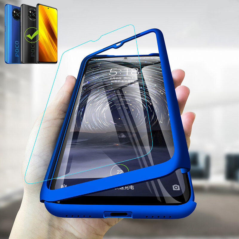 

Bakeey for POCO X3 NFC Case 3 in 1 Plating 360° Full Cover Frosted Ultra-Thin PC Protective Case with Tempered Glass Non
