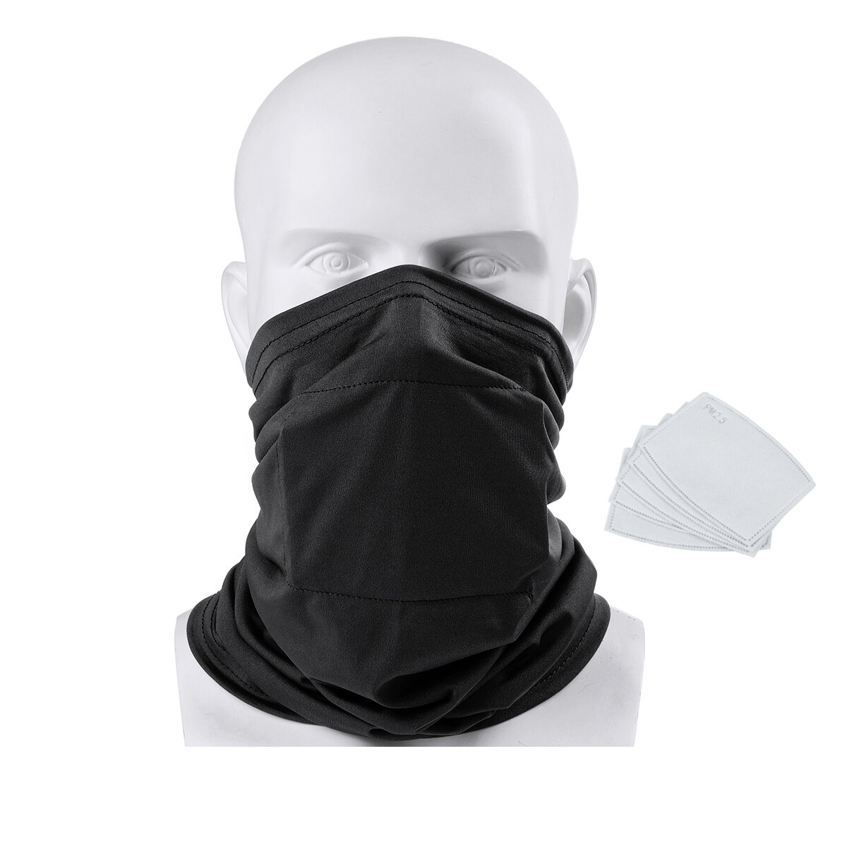 Adult Face Mask With 5pcs PM2.5 Filters Tube Scarf Bandana Head Multi-use Motorcycle Bike Riding Neck Gaiter Outdoor