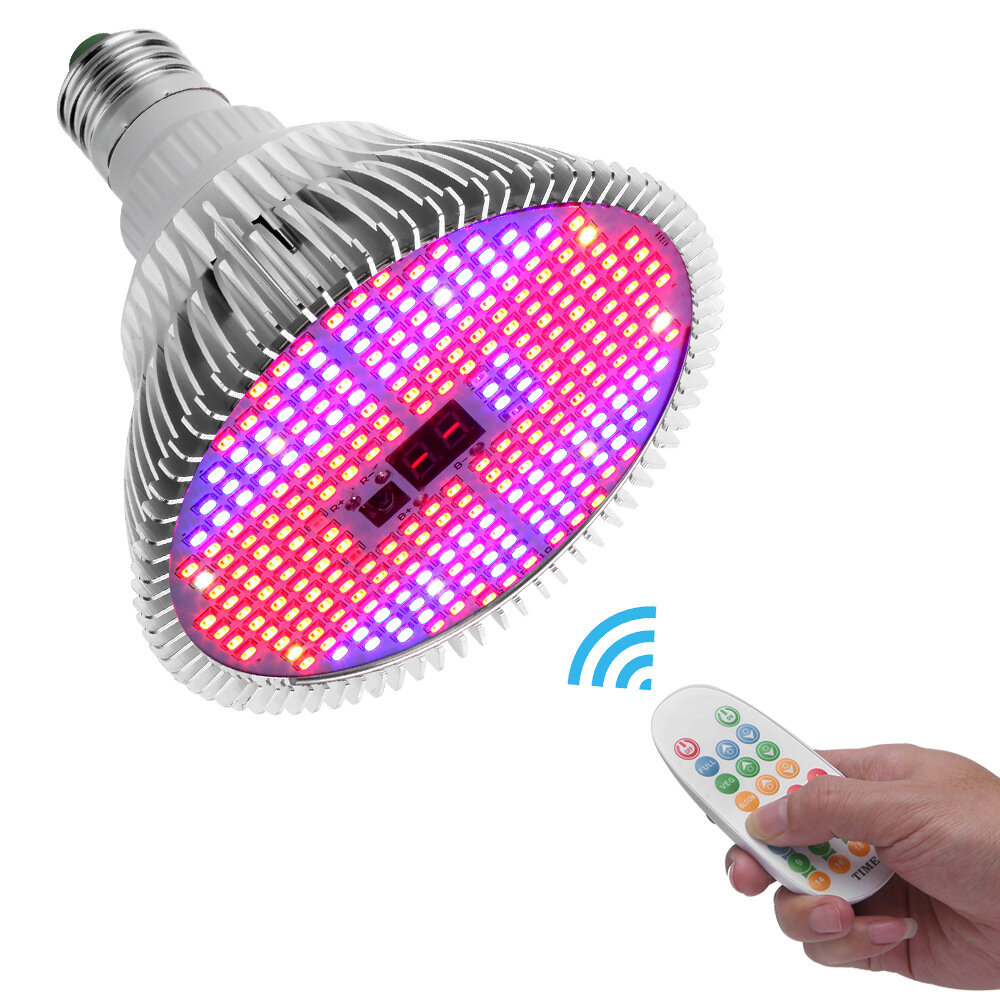 

100W Dimmable LED Grow Light Bulb Full Spectrum Plant Light Bulb Remote Control Intelligent Timer Setting Growing Light