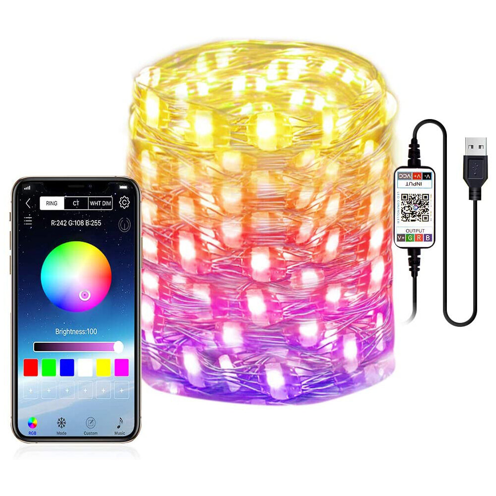 Smart voor Alexa WiFi LED RGB Fairy String Light USB Waterproof Garden Decor Lamp