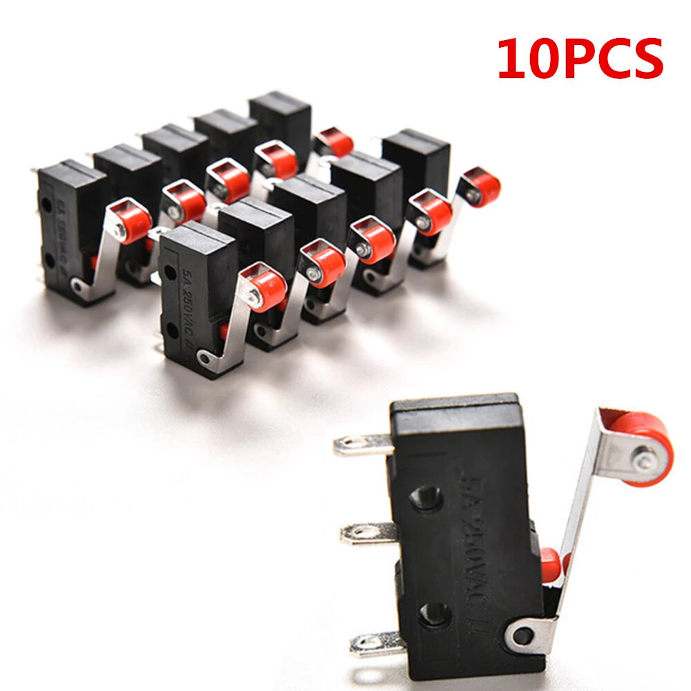 10pcs Roller Lever Arm PCB Terminals Micro Limit Normal Open/Close Switch KW12-3