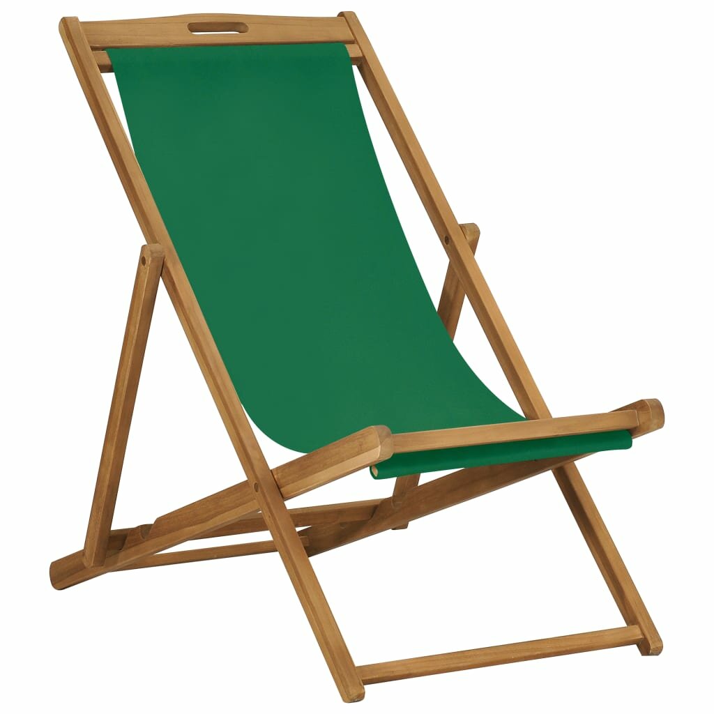 Opklapbare strandstoel massief teakhout groen