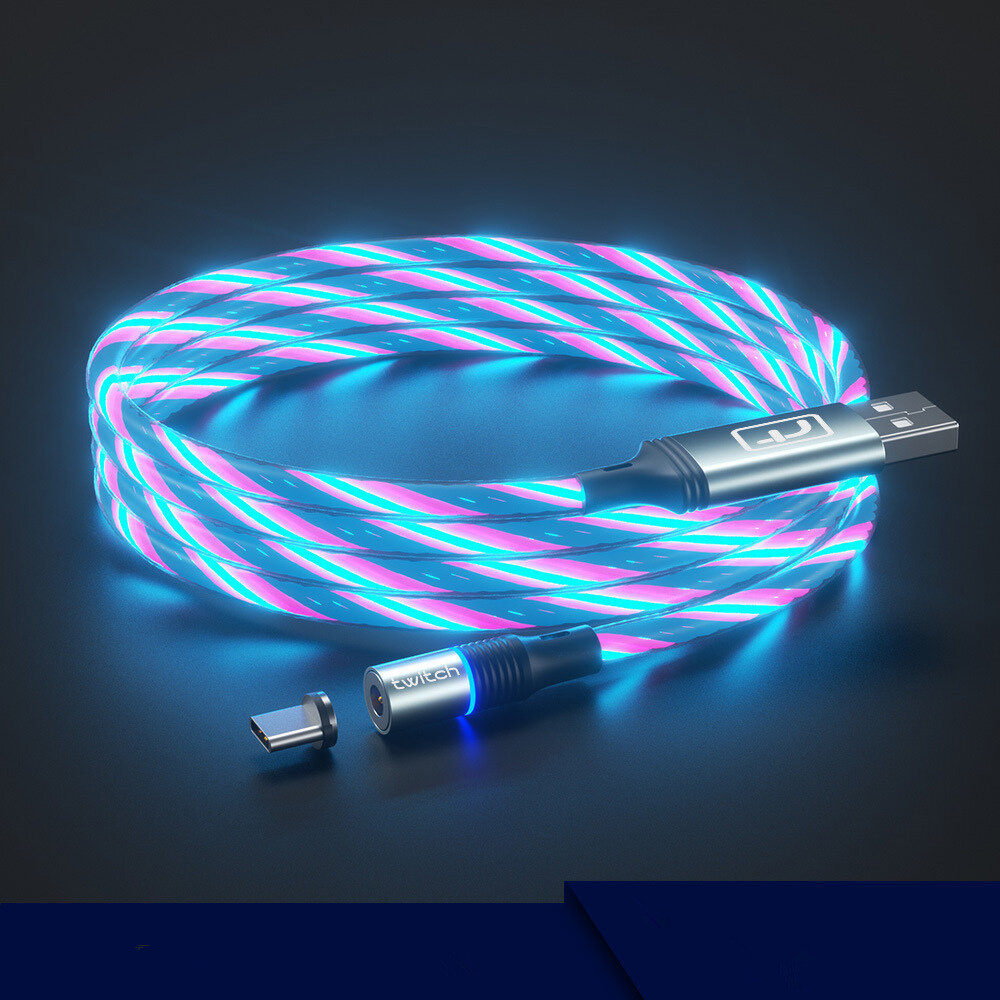 

Bakeey LED Light Magnetic 3A USB Type-C Fast Charging Data Cable for Samsung Galaxy S21 Note S20 ultra Huawei Mate40 One